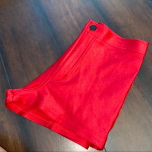 Shiny Red Rave Shorts